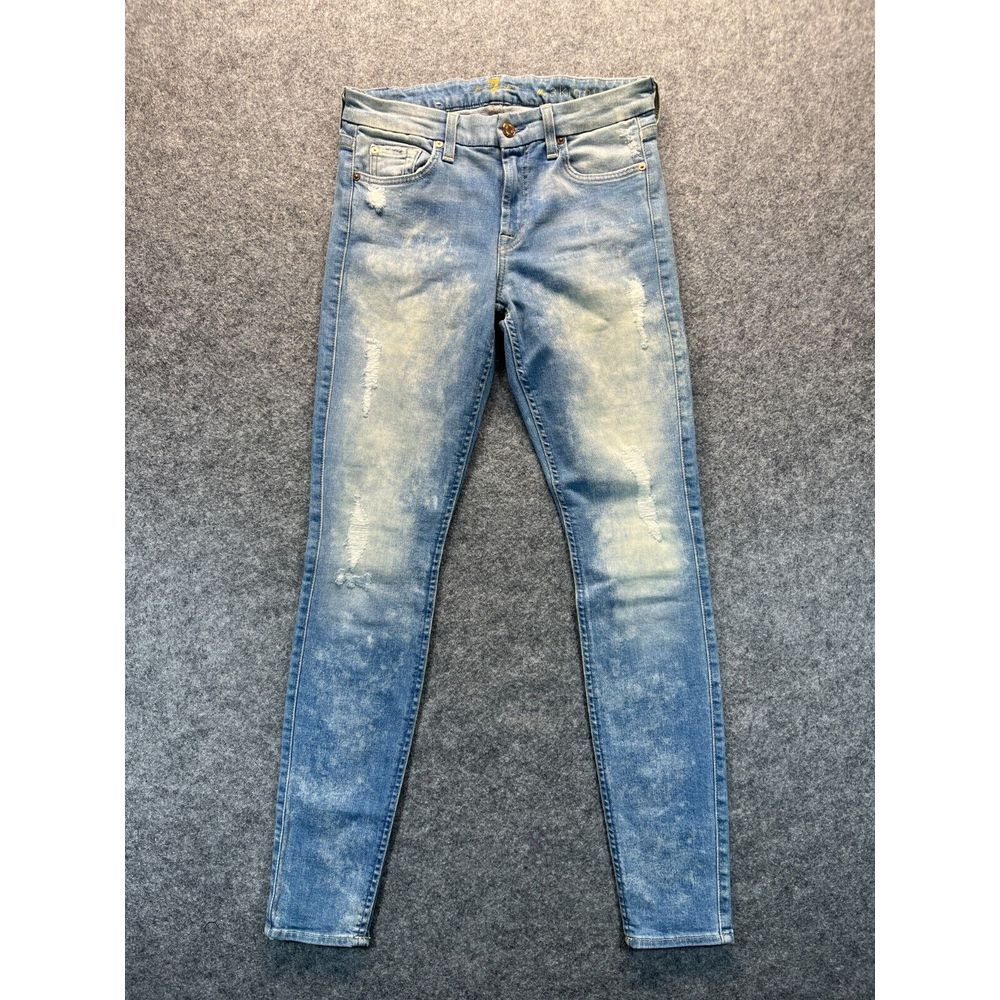 7 For All Mankind The Skinny Jeans Women's 28 Blue Light Wash Mid  Rise 5-Pocket